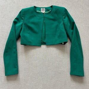 Anne Klein green cropped bolero jacket.